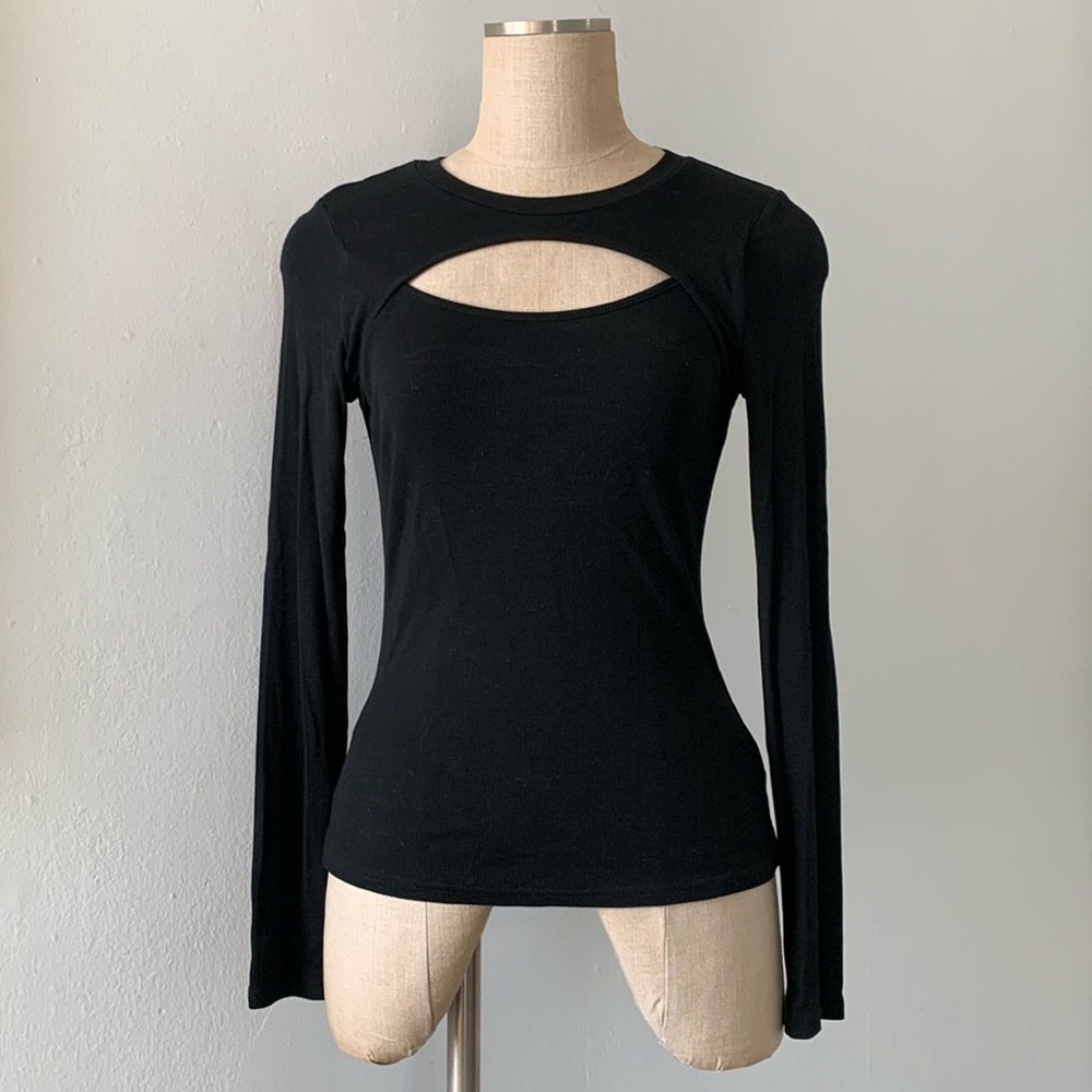 Nordstrom (Lulus) black ribbed top, L